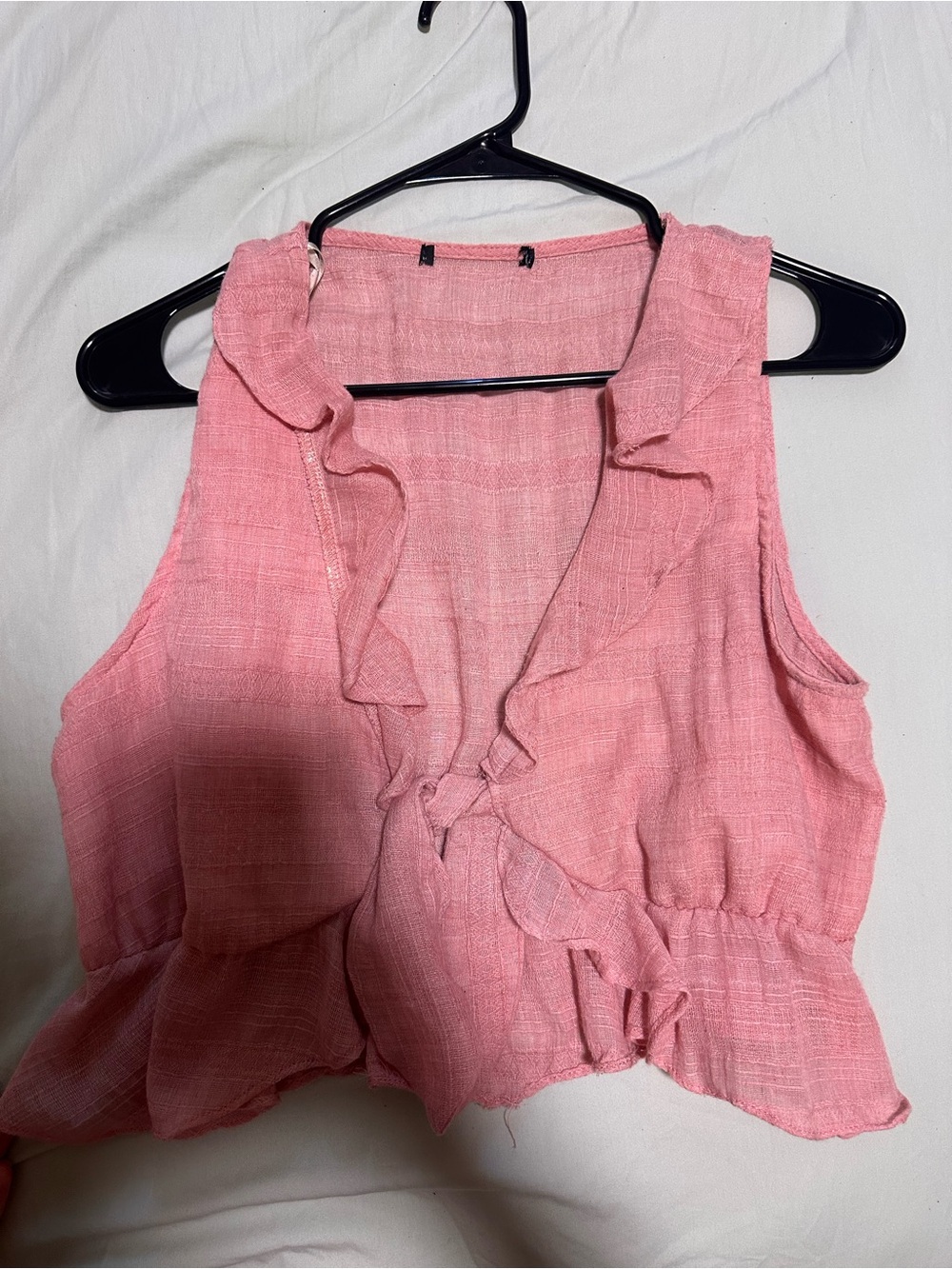 Forever 21 Pink Ruffled Sleeveless Tank Top